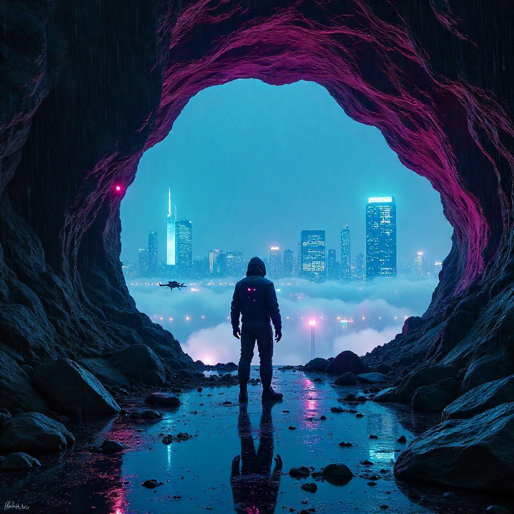 Neon Cave Rooftop: Cyberpunk Nightscape