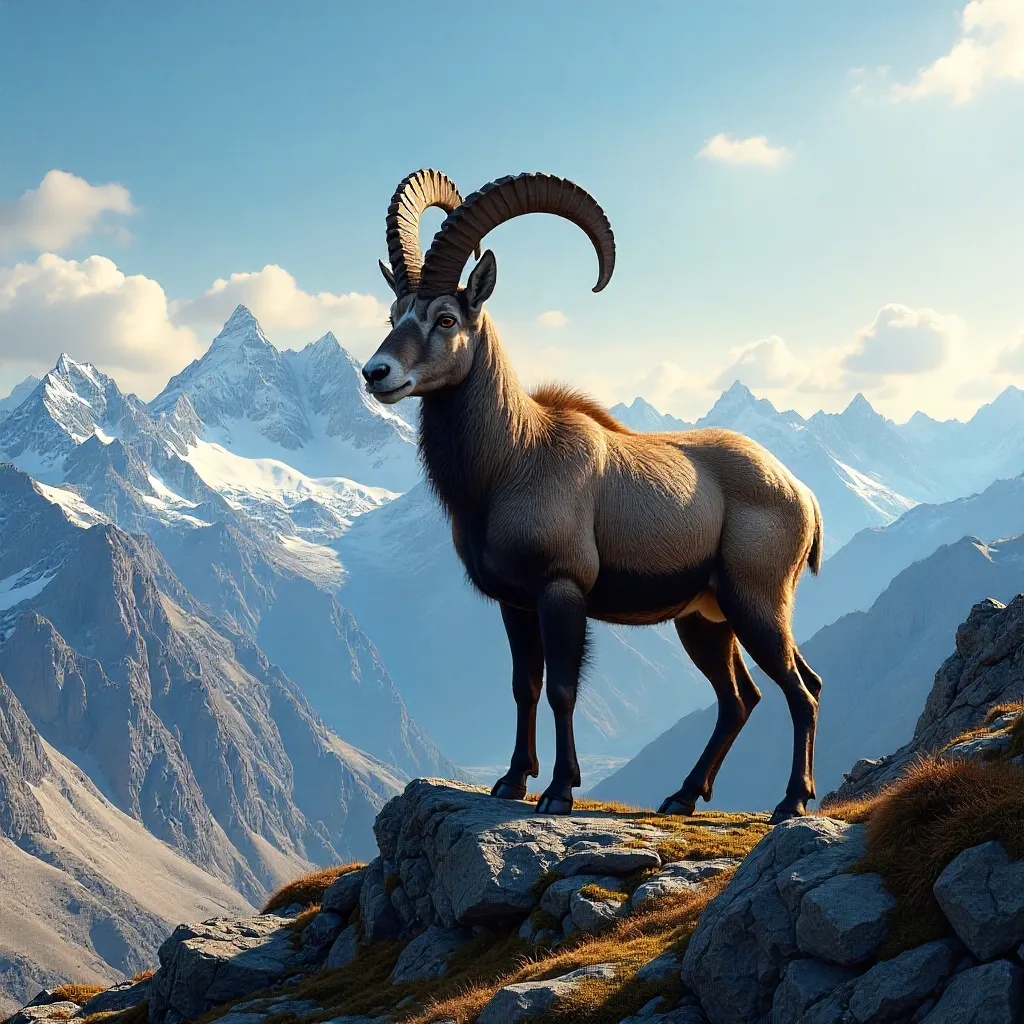 Majestic Alpine Ibex on Jagged Alpine Rocks