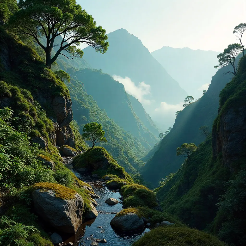 Misty Madeira Mountainside: Lush and Rugged
