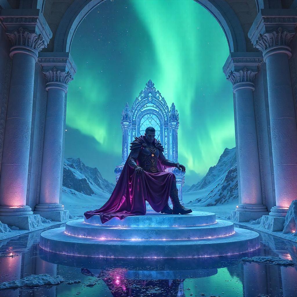 Crystal Throne under Cyberpunk Northern Lights