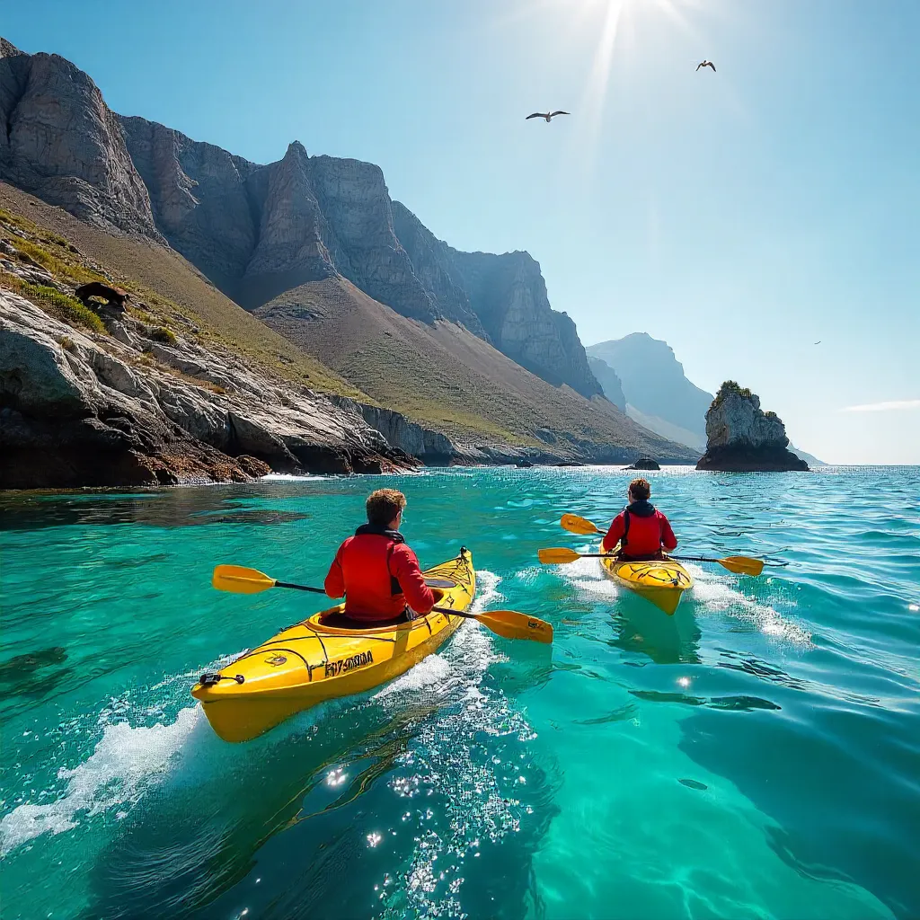 Kayakers on Robberg's Clear Coastal Waters
