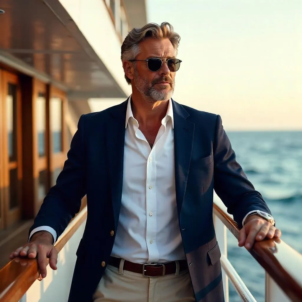 Confident White Man on a Cruise Ship