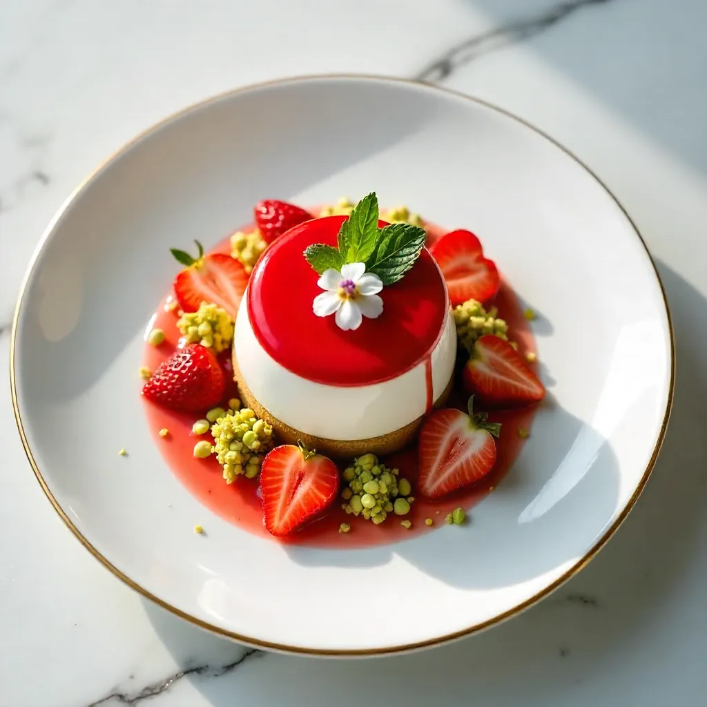 Overhead Gourmet Strawberry Pistachio Dessert