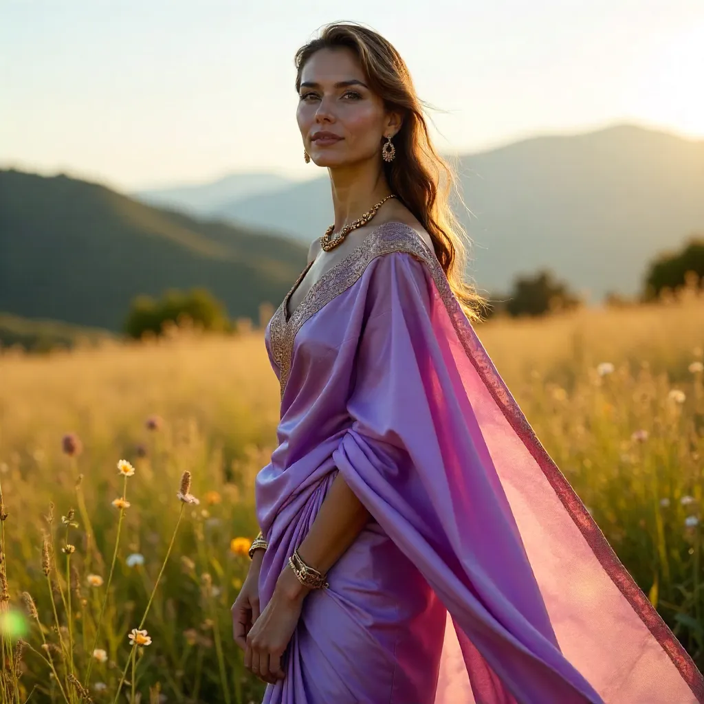 Serene Saree in a Golden Meadow