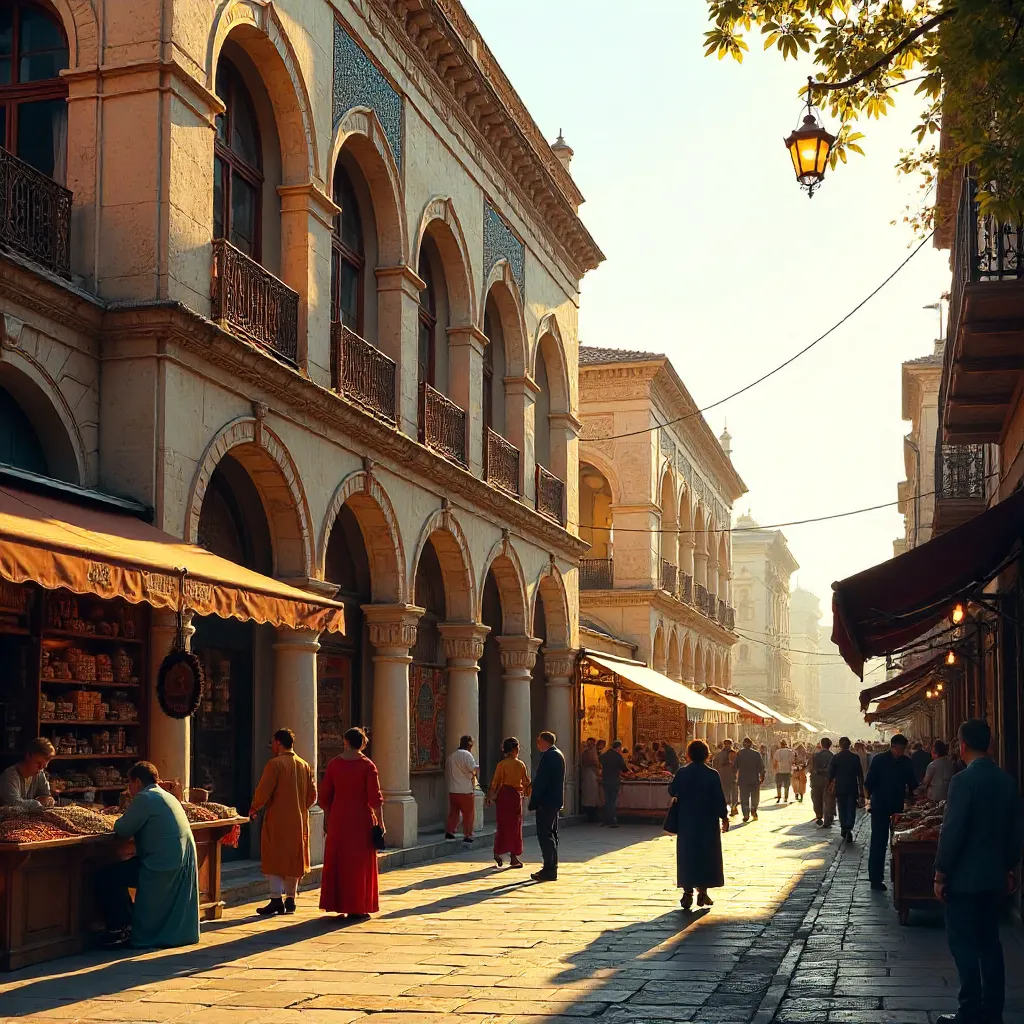 Vibrant Ankara Bazaar: Historic Building and Pedestrian Life