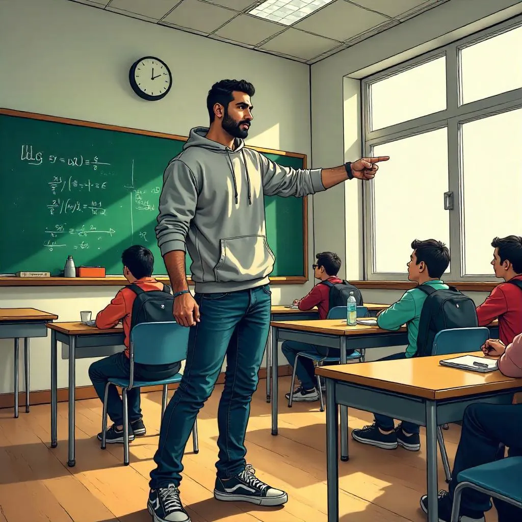 Young Middle Eastern Student Hero in the Classroom
