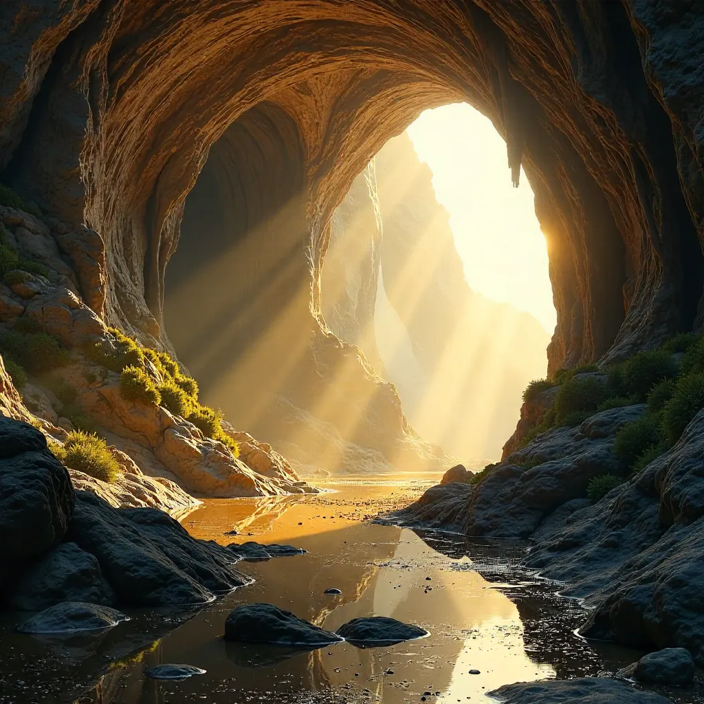 Sunlit Archway Over a Timeless Cavern