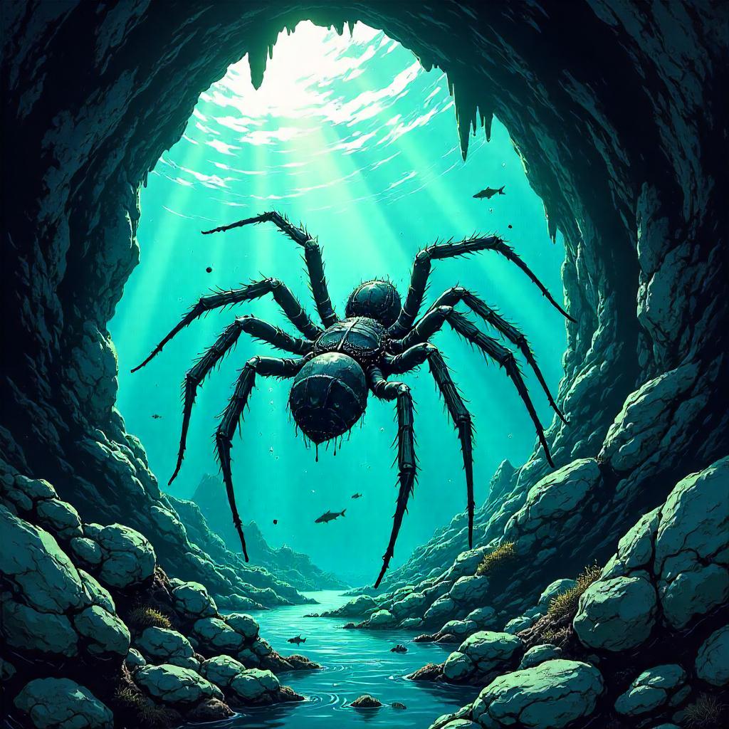 Underwater Cave Spider: Comic Book Adventure