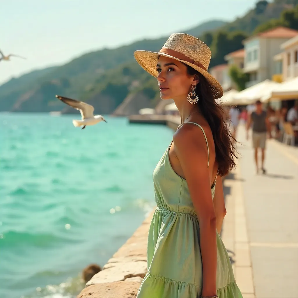 Coastal Izmir Fashion: Straw Hat Elegance