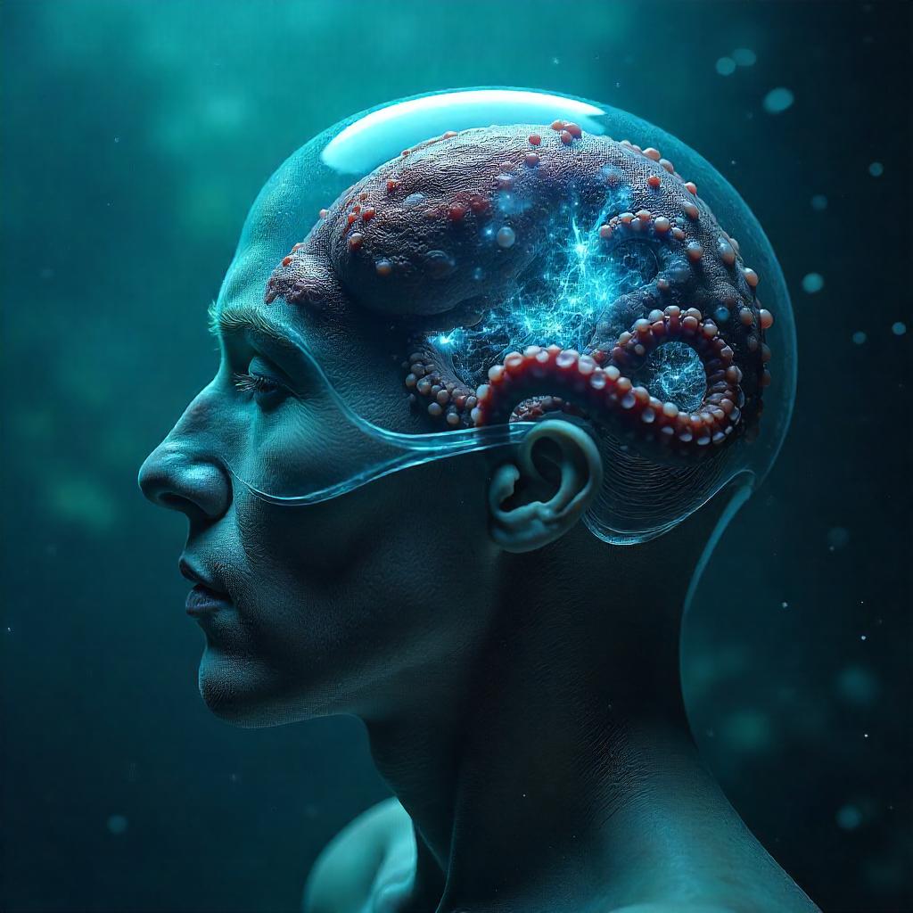 Photoreal Octopus Inside a Human Mind