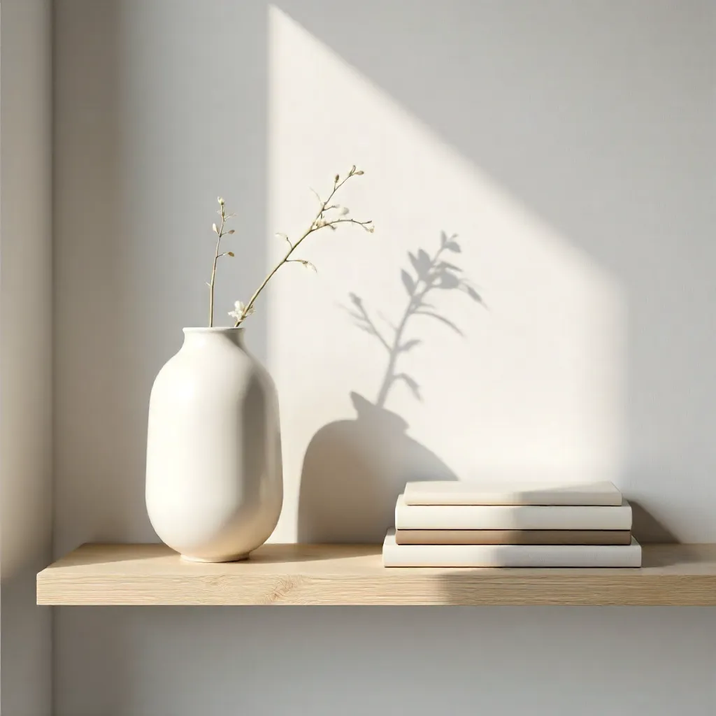 Minimalist Shelf: Ceramic Vase and Stylish Books