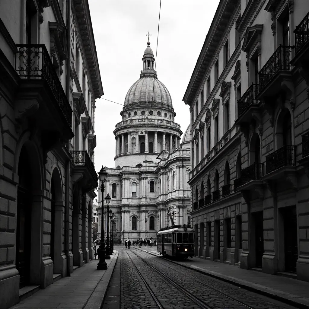 Black and White View of St. Stephen's Basilica Budapest
