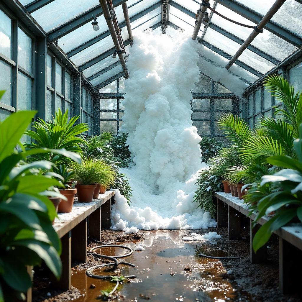 Photorealistic Avalanche Inside a Glass Greenhouse