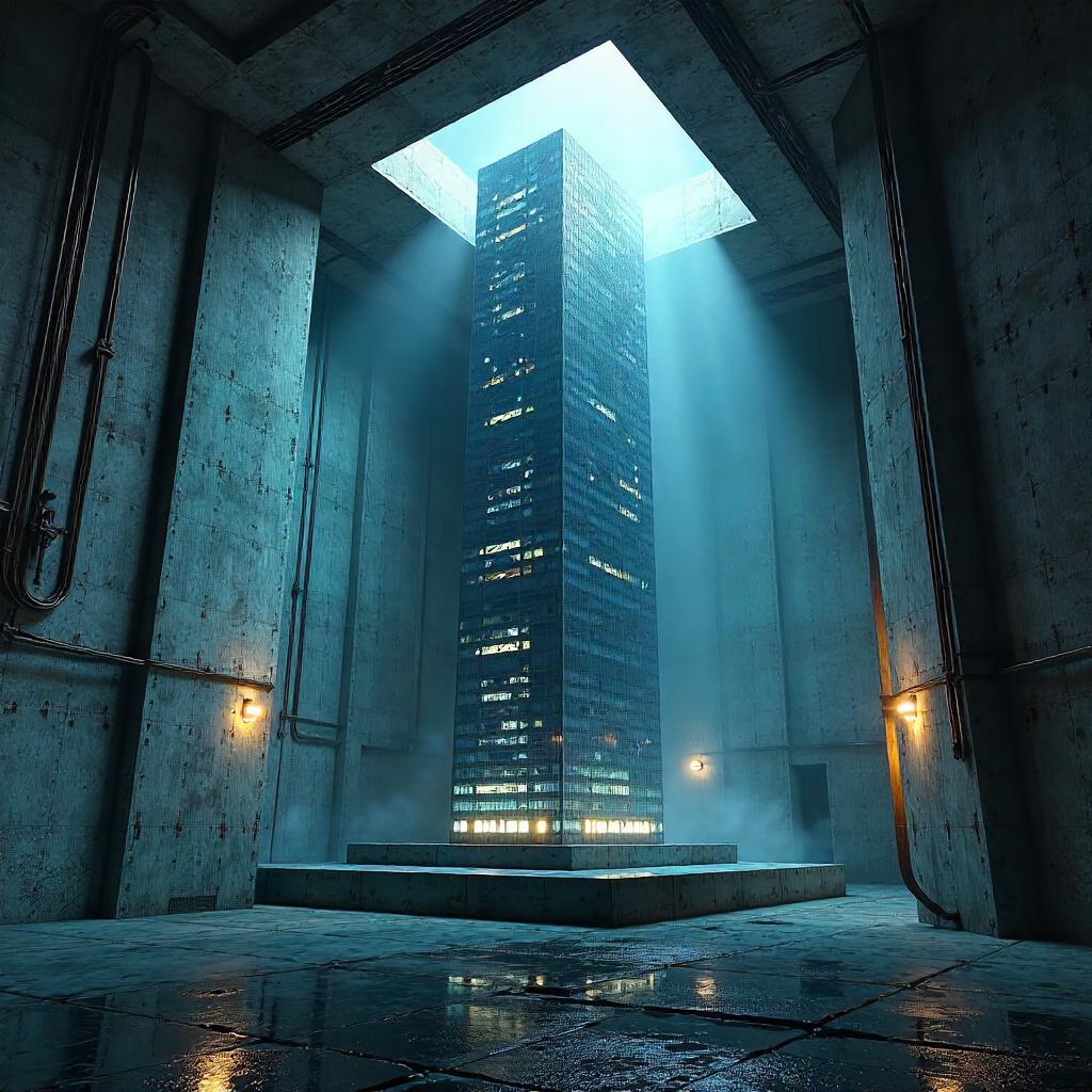 Subterranean Skyscraper 3D Basement Render