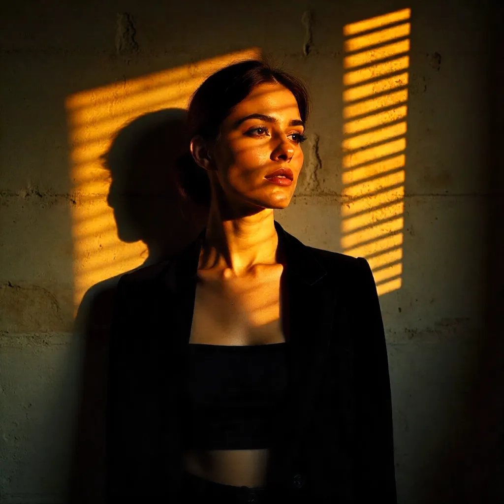 Golden Shadows on a Moody Wall Portrait