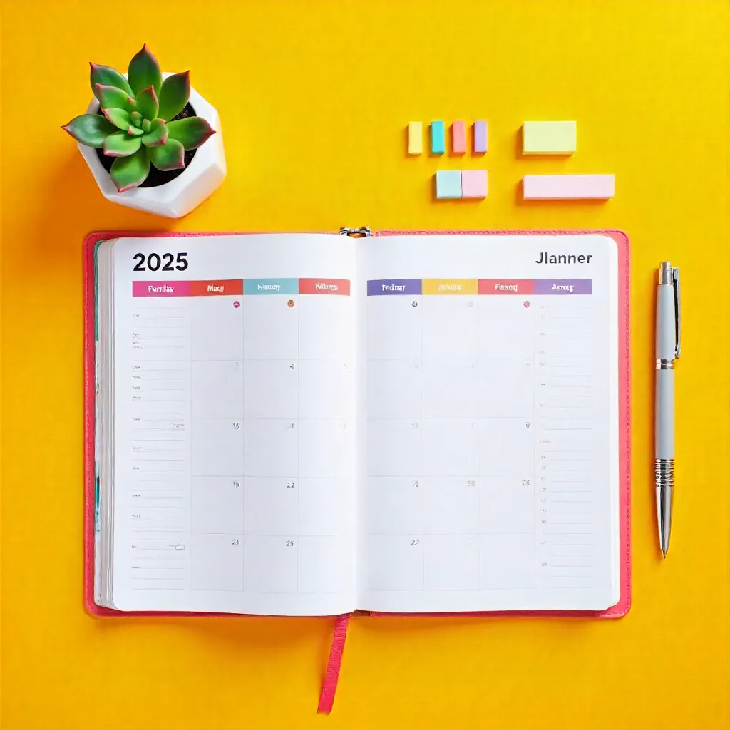 Vibrant 2025 Planner with Succulent on Orange