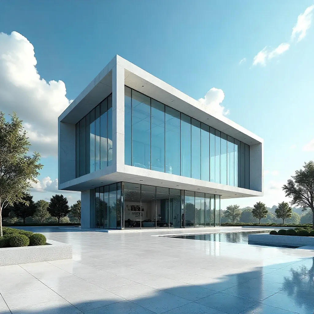 Sleek Glass and Steel Modern Architecture Under Blue Sky