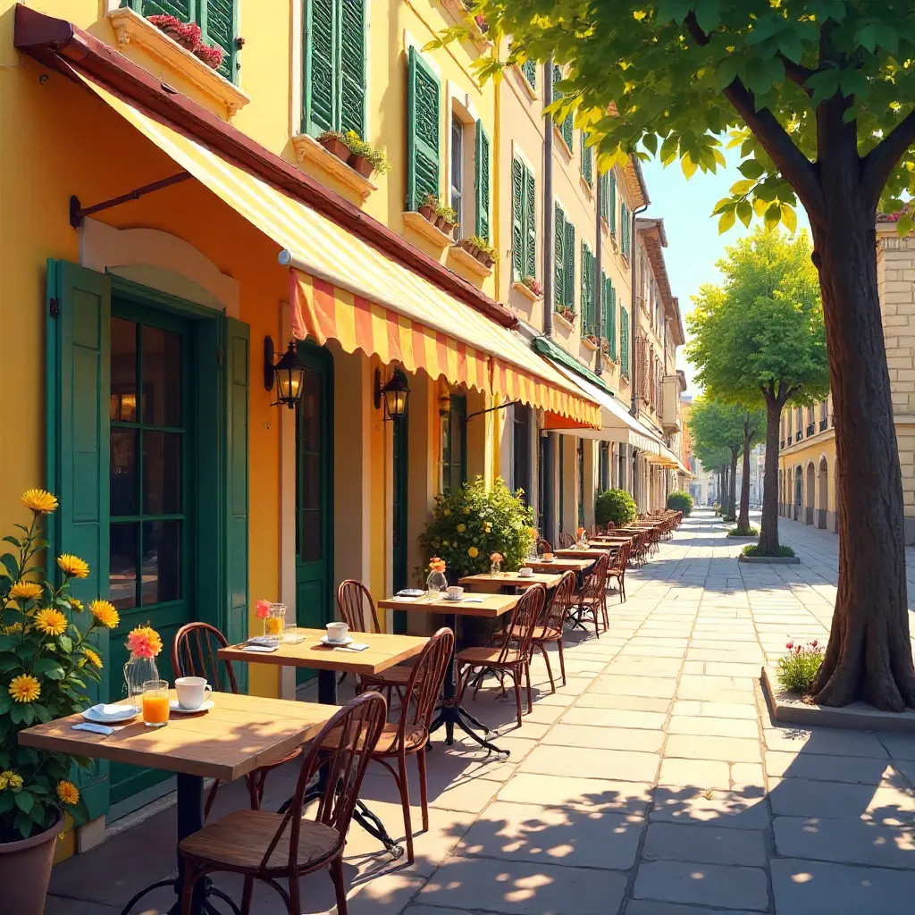 Sunny Outdoor Café in Historic Aix-en-Provence