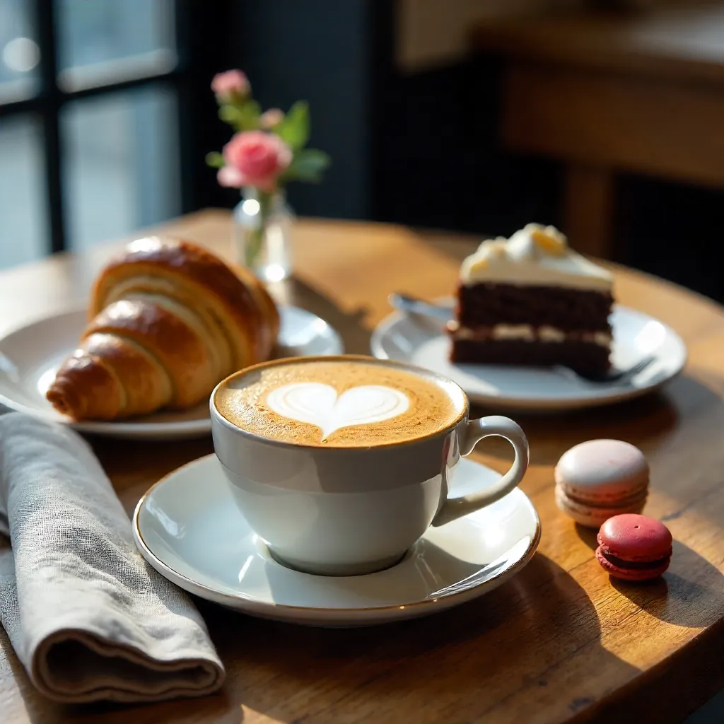 Cafe Table Elegance: Coffee and Desserts