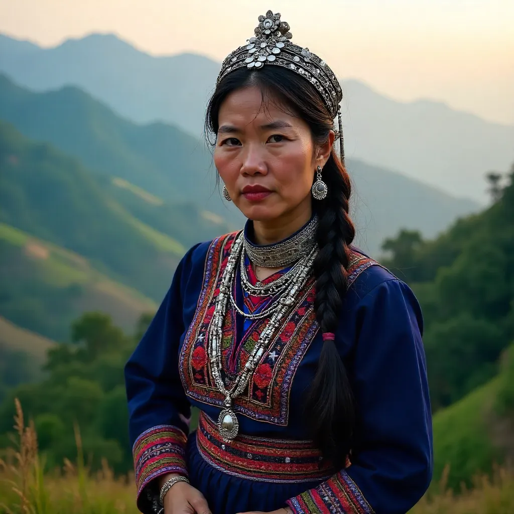 Hmong Woman Portrait in Lào Cai, Vietnam