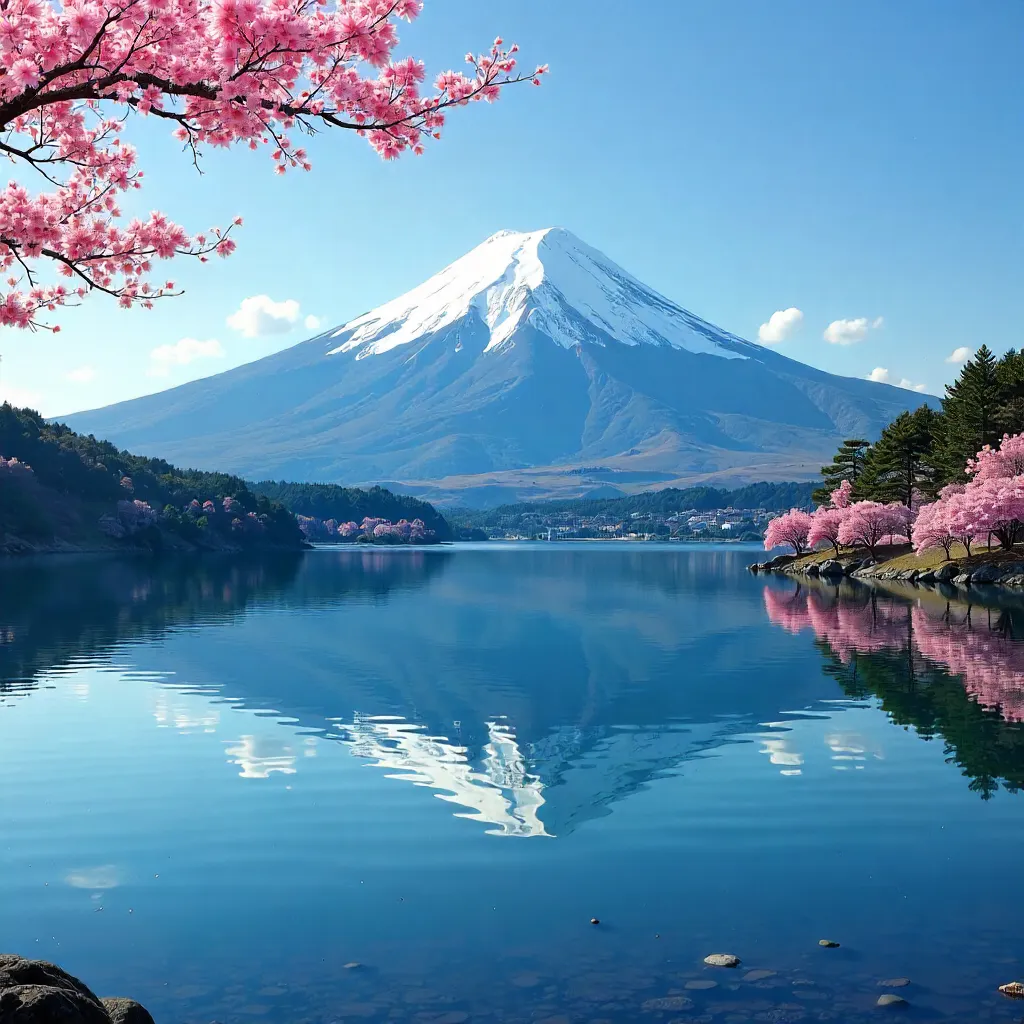 Reflected Majesty: Mount Fuji Over a Tranquil Lake