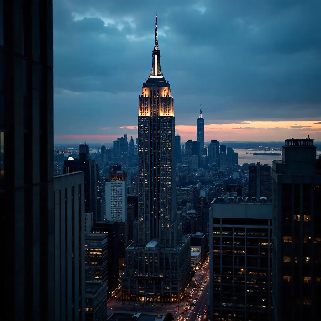 Empire State Building: Worm's-eye View at Dusk