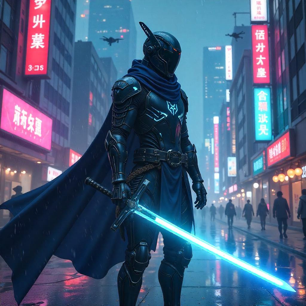 Neon Blade: Anime Warrior in a Futuristic City