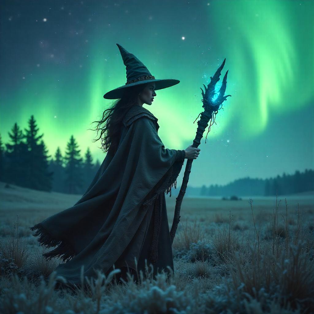 Witch in the Aurora Fields