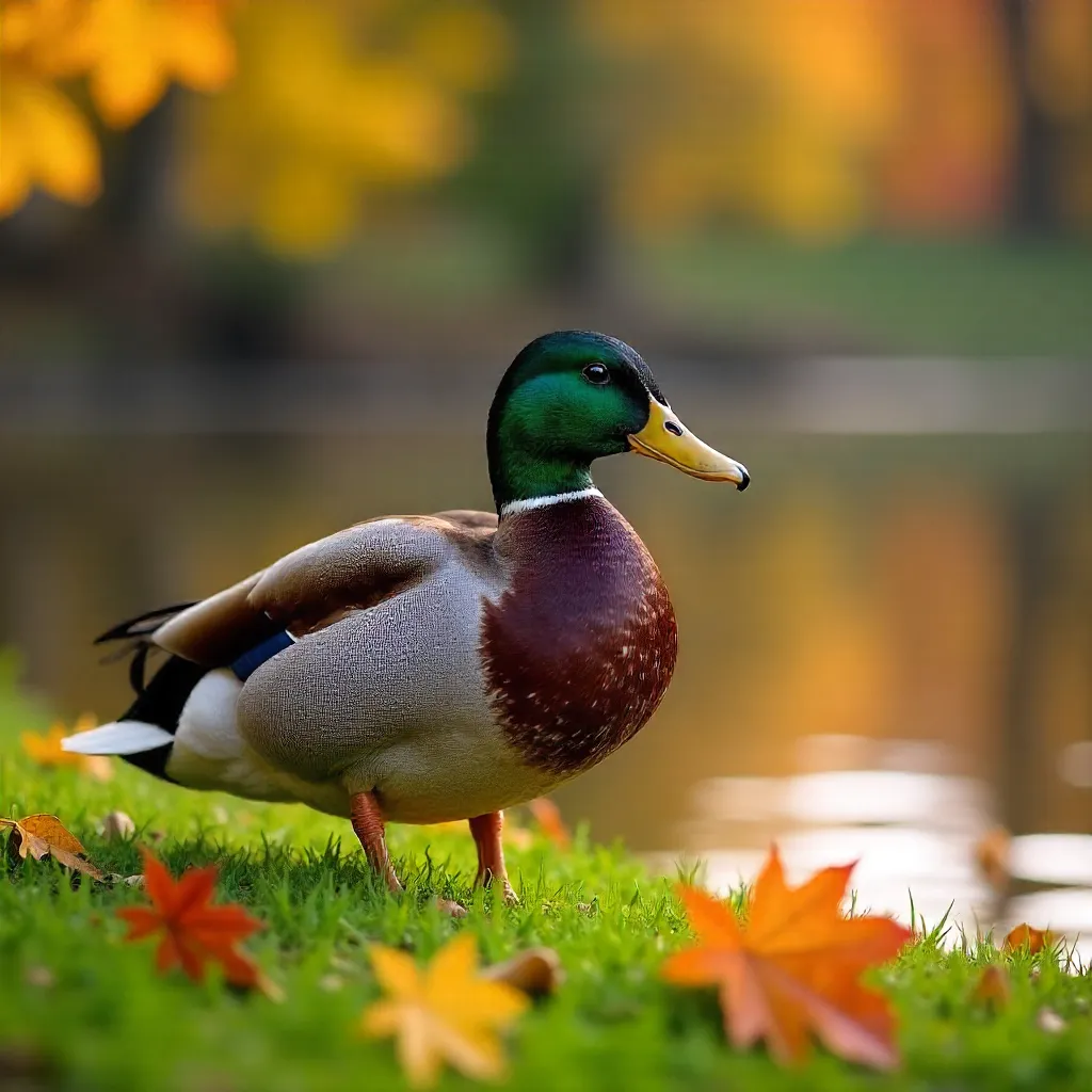 Autumn Mallard by the Water's Edge