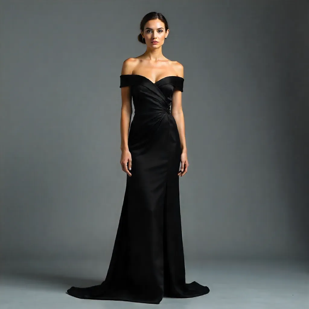 Striking Studio Portrait: Black Dress Modern Elegance