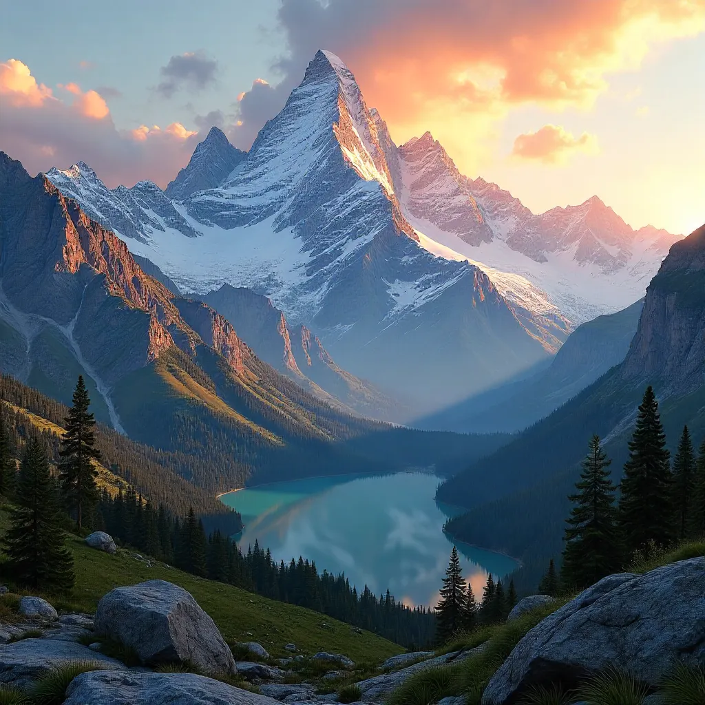 Golden Sunrise Over Majestic Mountain Vistas