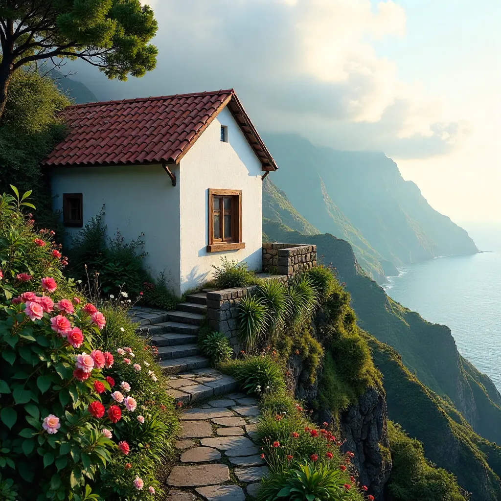 Mist-enshrouded Madeira Mountain House