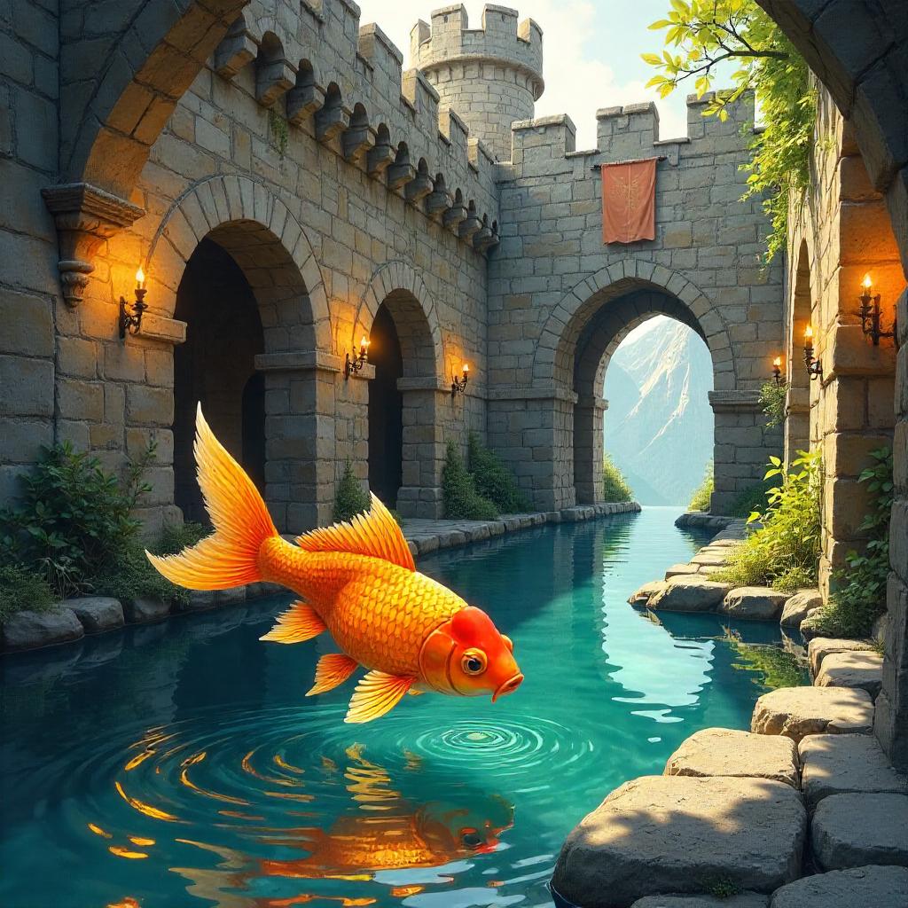 Goldfish in a Watercolor Fortress