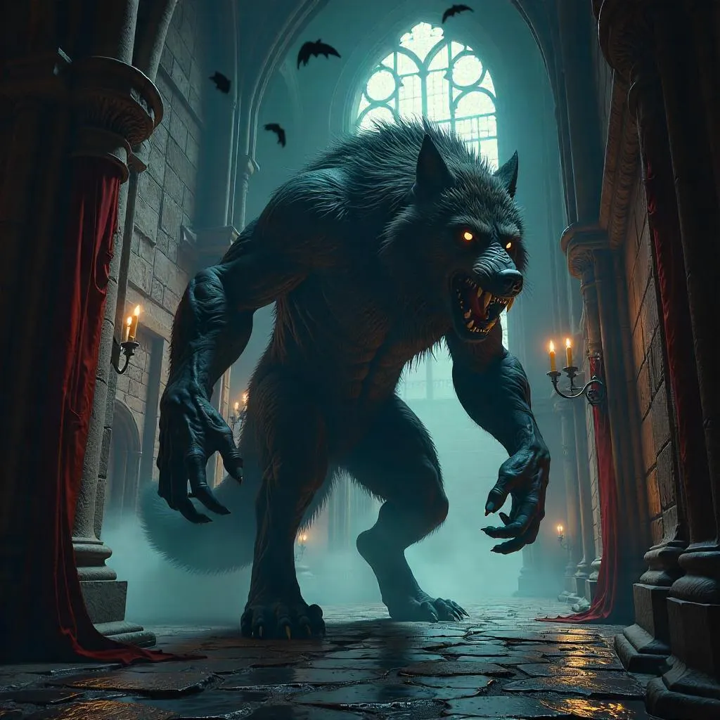 Moonlit Werewolf in a Vampire Castle