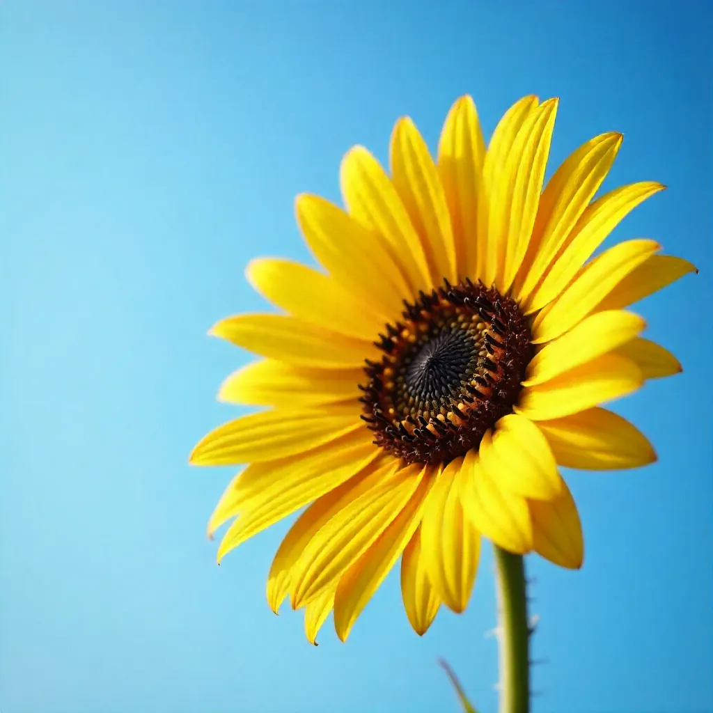 Sunflower in Clear Sky with Ample Copy Space