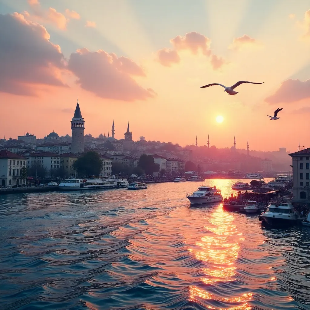 Galata Tower and Istanbul Skyline from the Waterfront