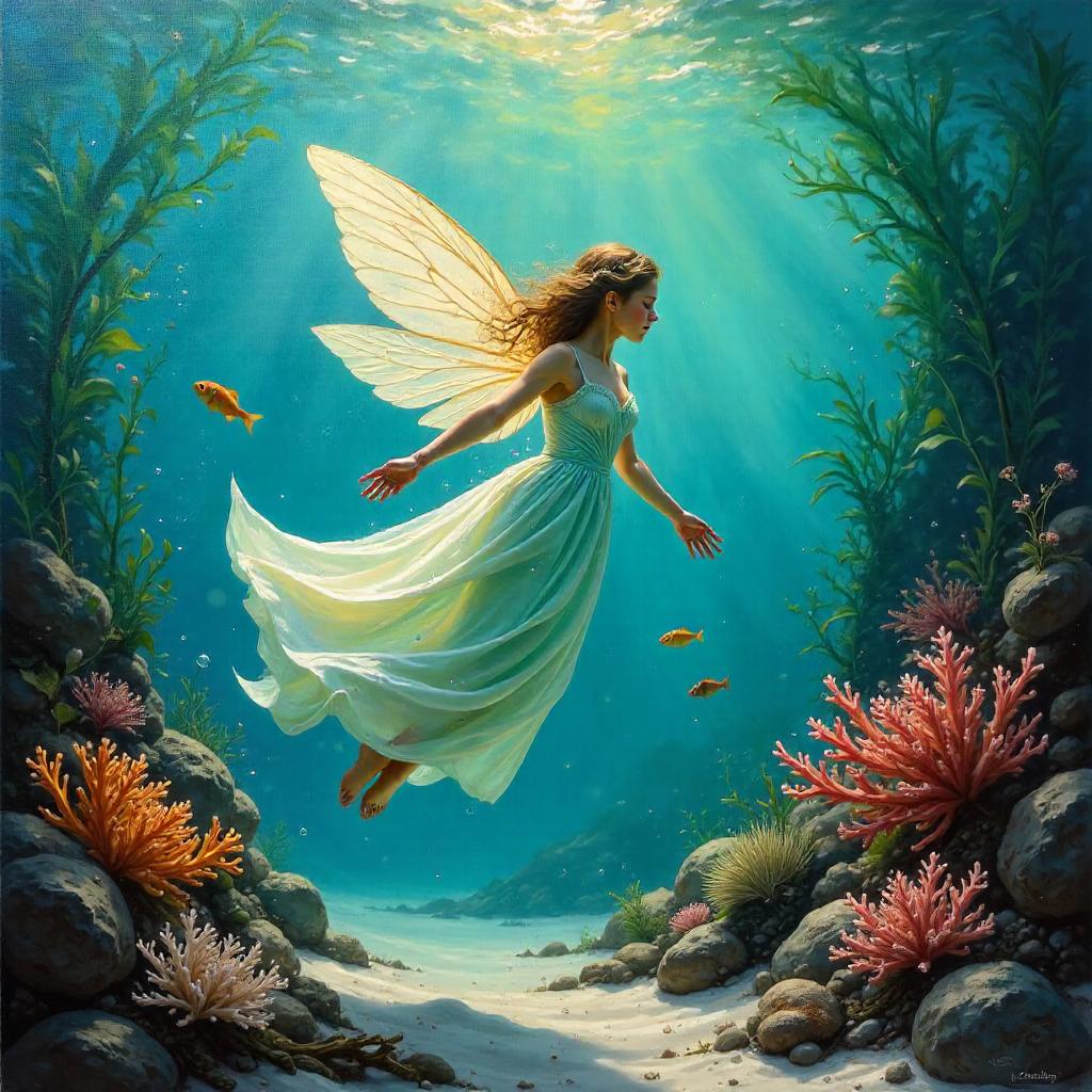 Underwater Fairy in an Oil Painting Dream