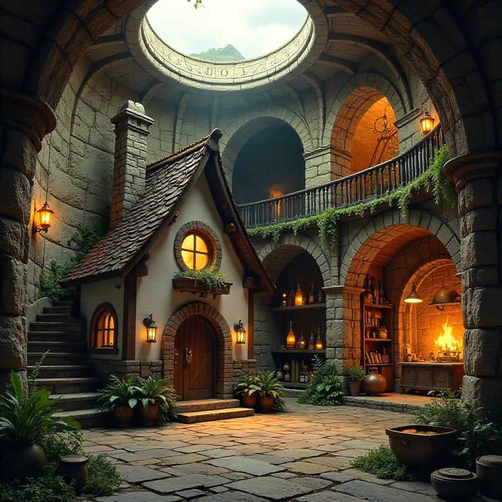 Cottage Inside a Wizard Tower, Photorealistic
