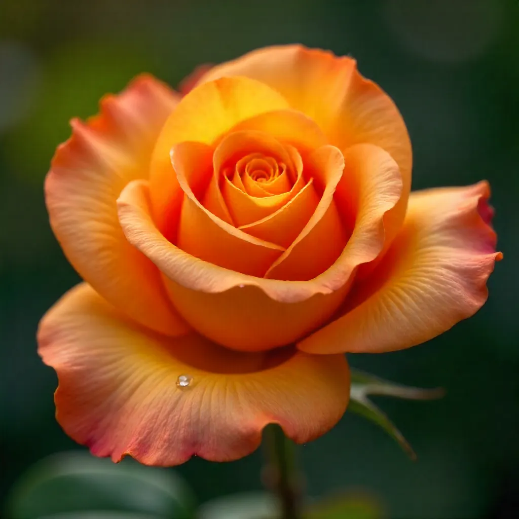 Macro Close-Up of an Orange Rose with Delicate Petals