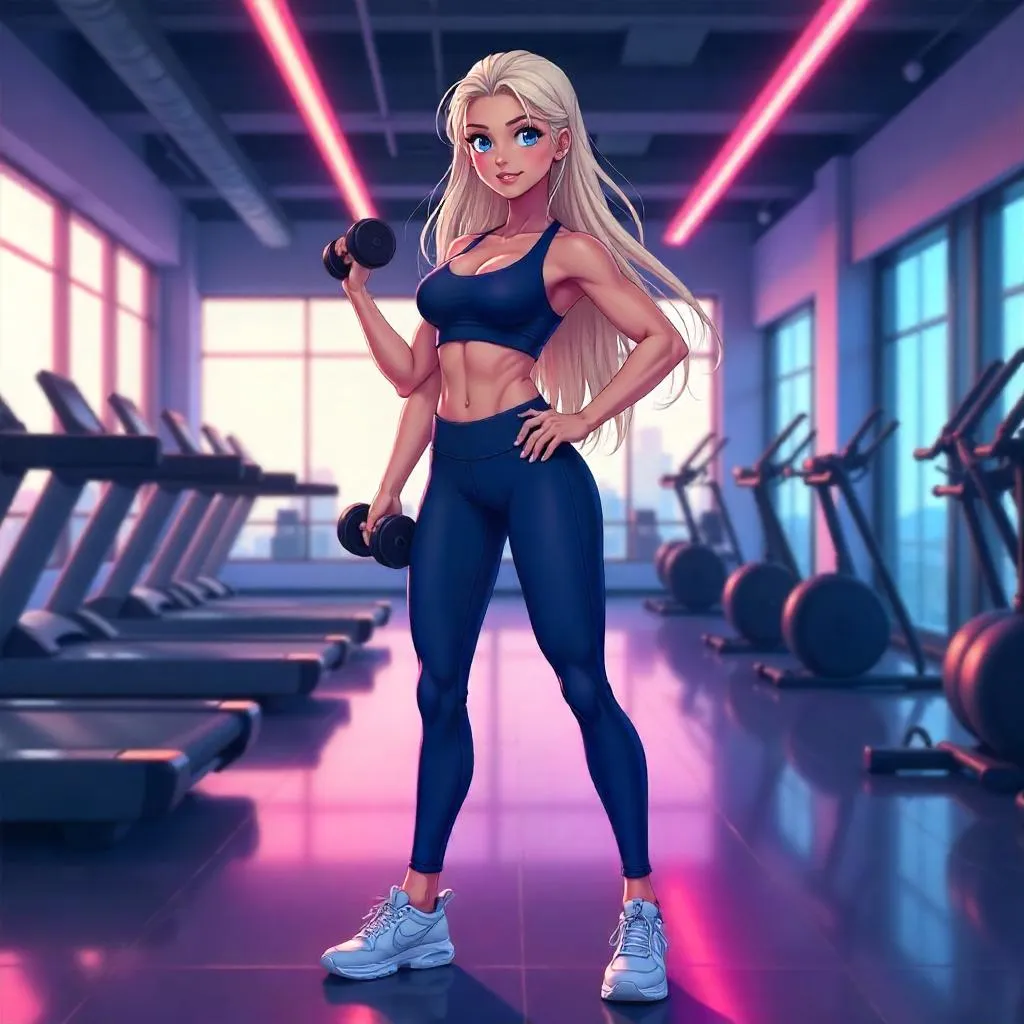 Anime Gym Warrior: Athletic White Woman