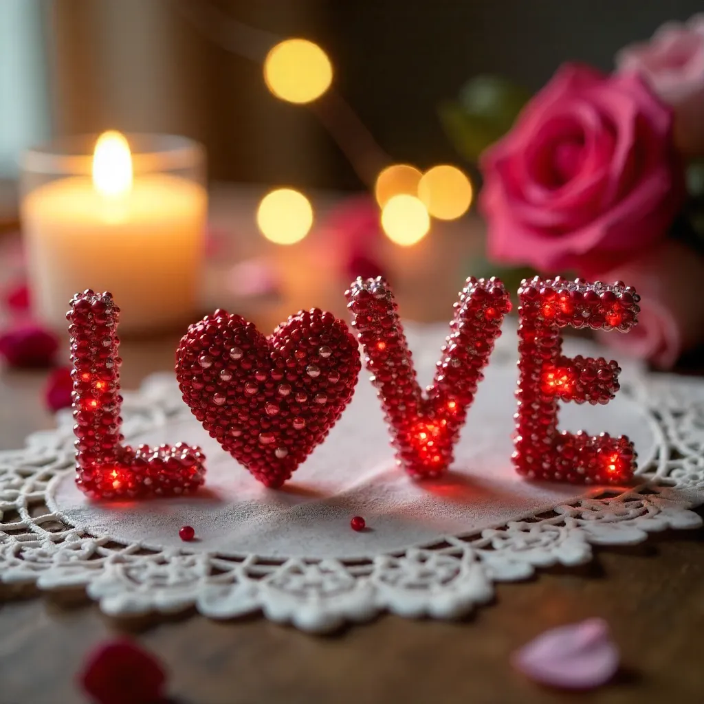 Charming Beaded Heart Letter Decor for Valentine's Day