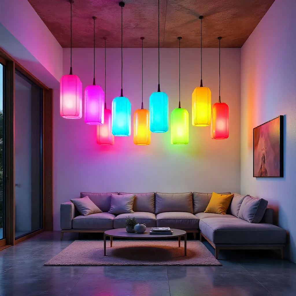 Popsicle-Colored Ceiling Lights in a Modern Space
