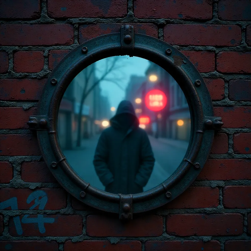 Circular Frame Silhouette on Berlin Brick Wall