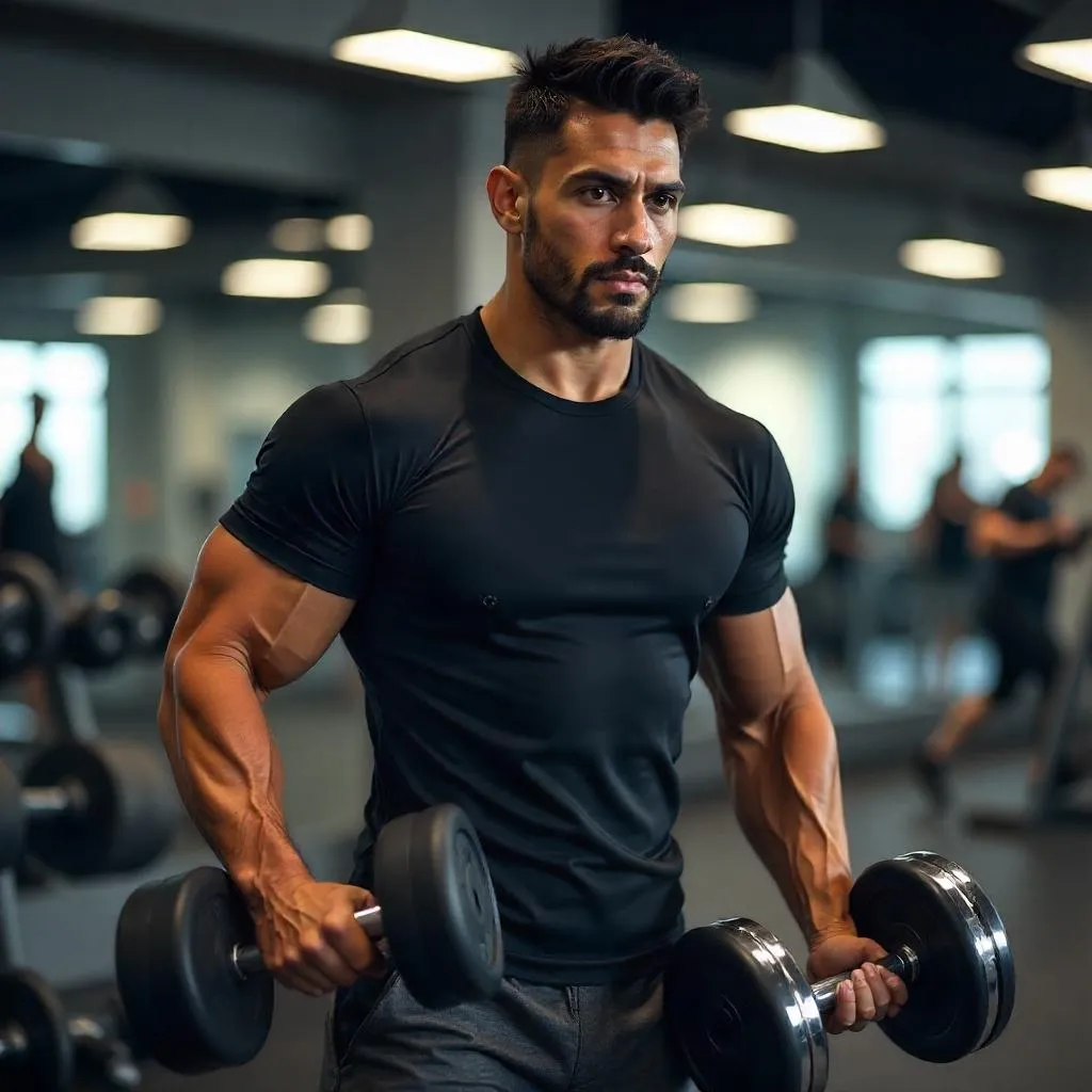 Handsome Latino Athlete in a Photorealistic Gym