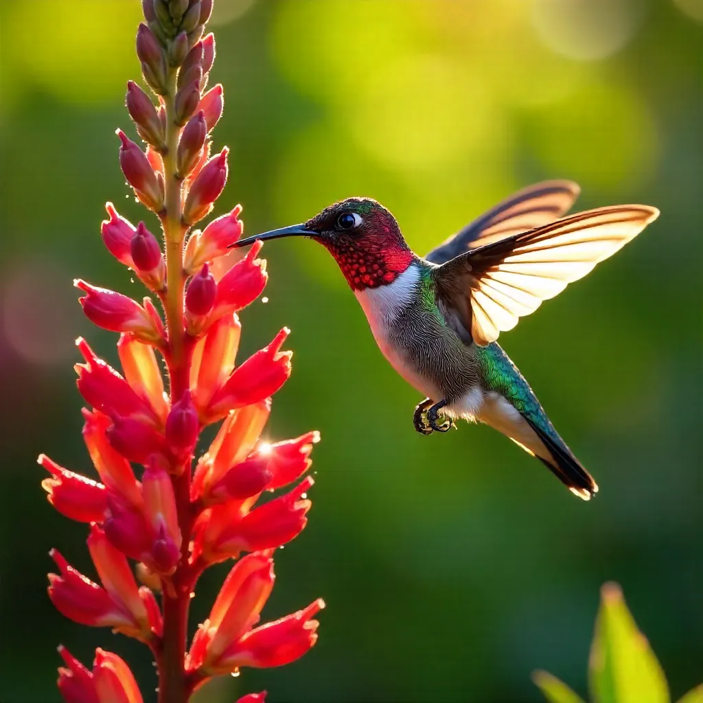 Captivating Anna's Hummingbird at Red-Flower Garden