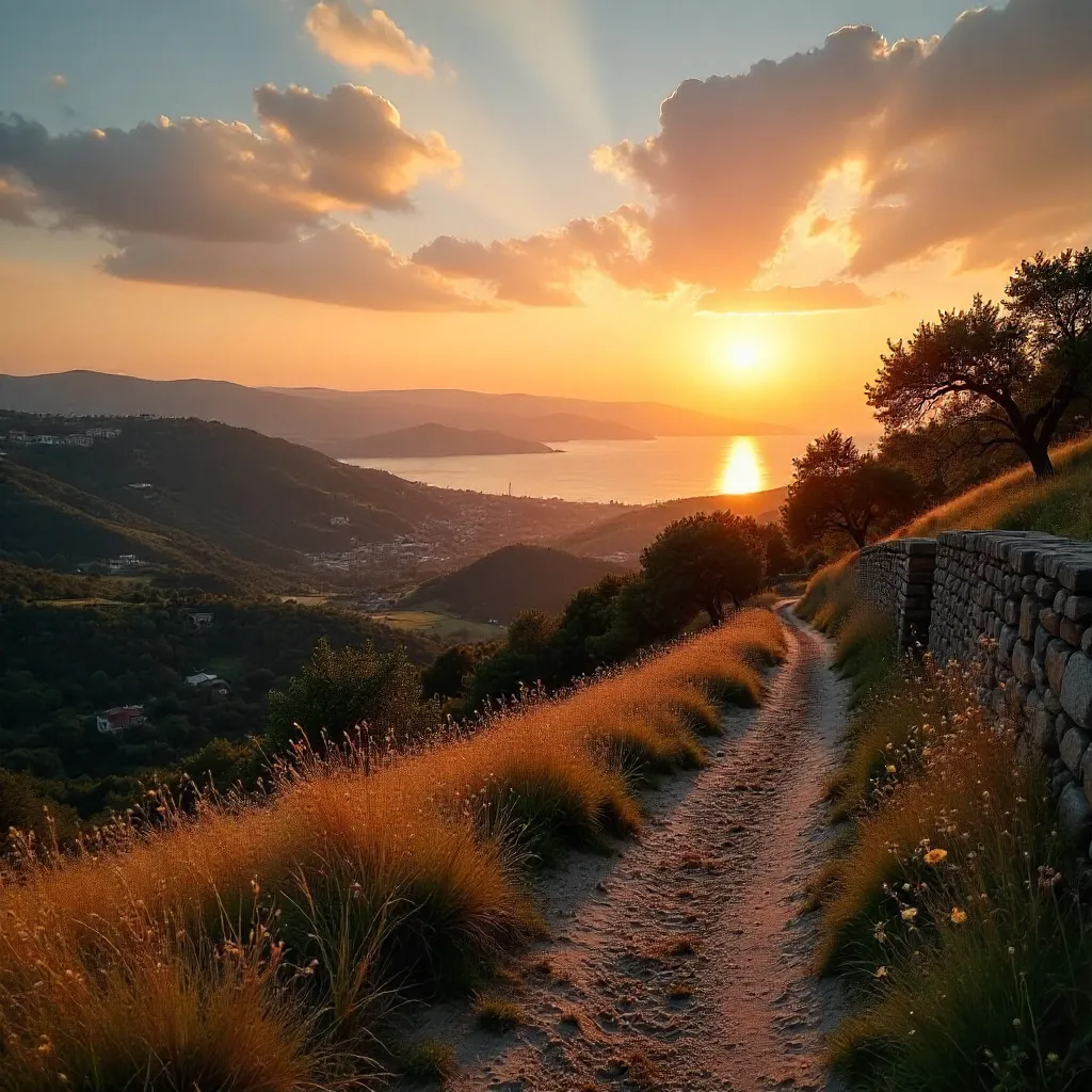 Sunset Over Yalova Hillside in Golden Hour