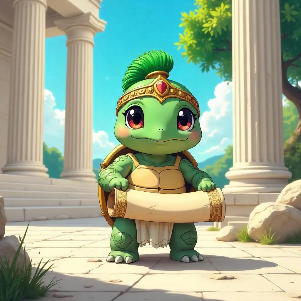 Anime-Style Turtle in Ancient Greece