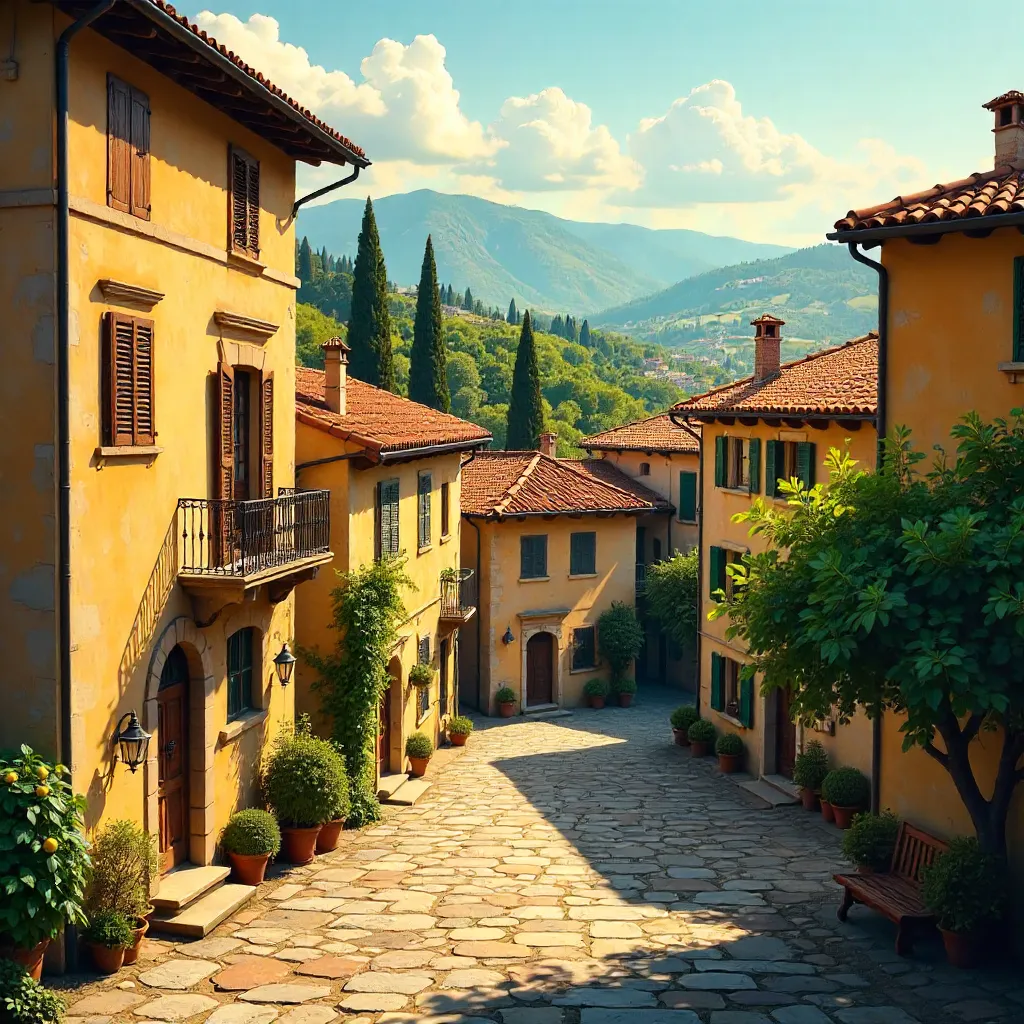 Sunlit Terracotta Rooftops of Tuscany