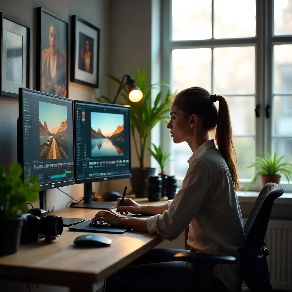 Editing Studio: Female Photographer at Work