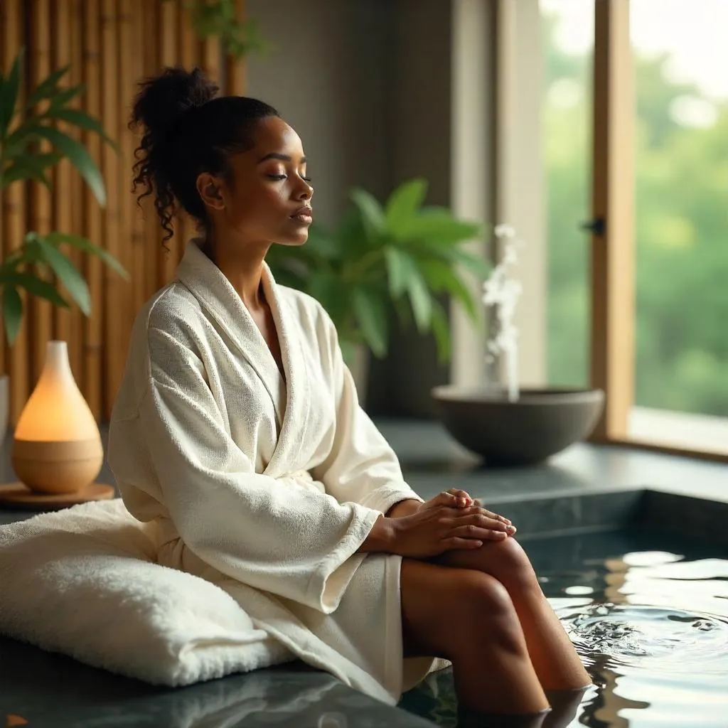 Photorealistic Black Woman in a Serene Spa